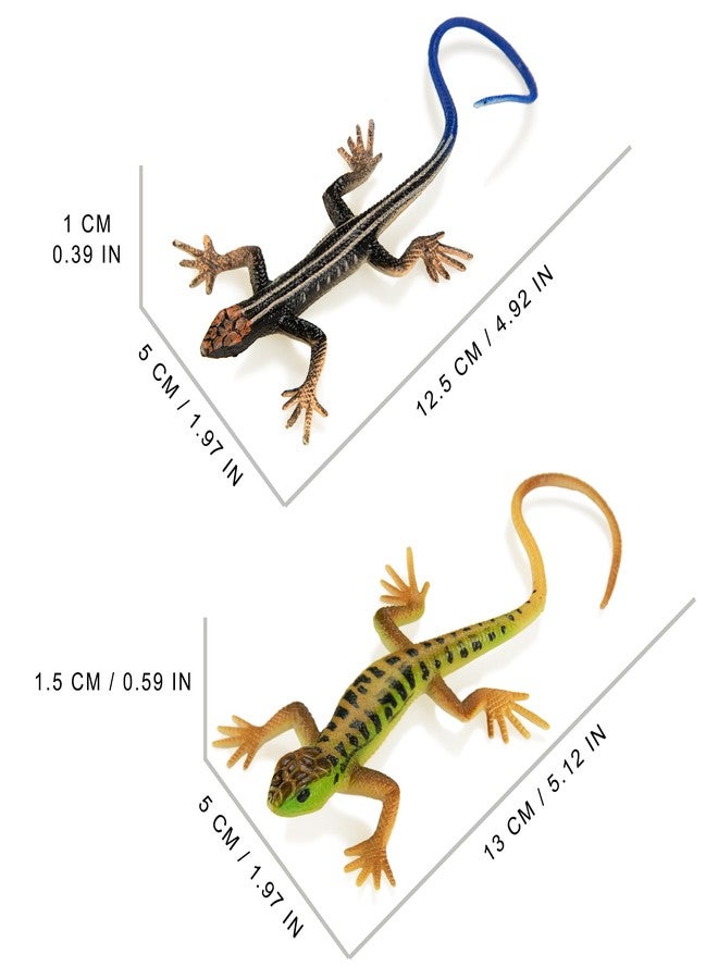 NAKIMO Plastic Lizard Toys Lizard Figurine Realistic Fake Lizards Artificial Model Reptile Toy for Cake Decoration Prank Props Educational Toys (Set - A) - Image 2
